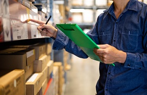 worker checking inventory